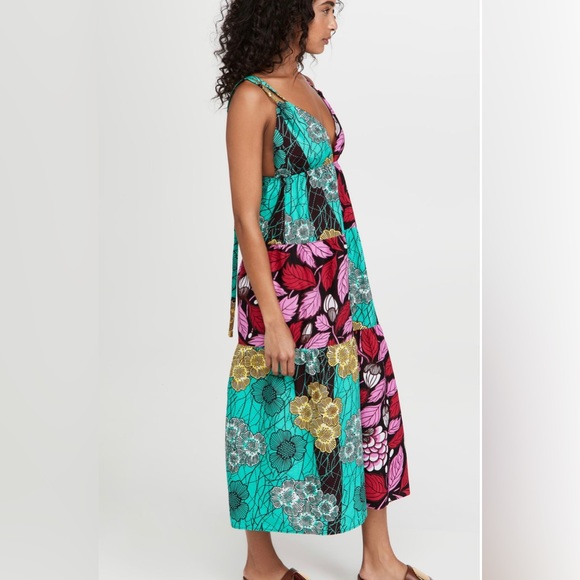 NWT MANGISHI DOLL Shopbop Multicolor Pattern Tie Strap Nala Midi Dress Size 4 - Picture 3 of 3